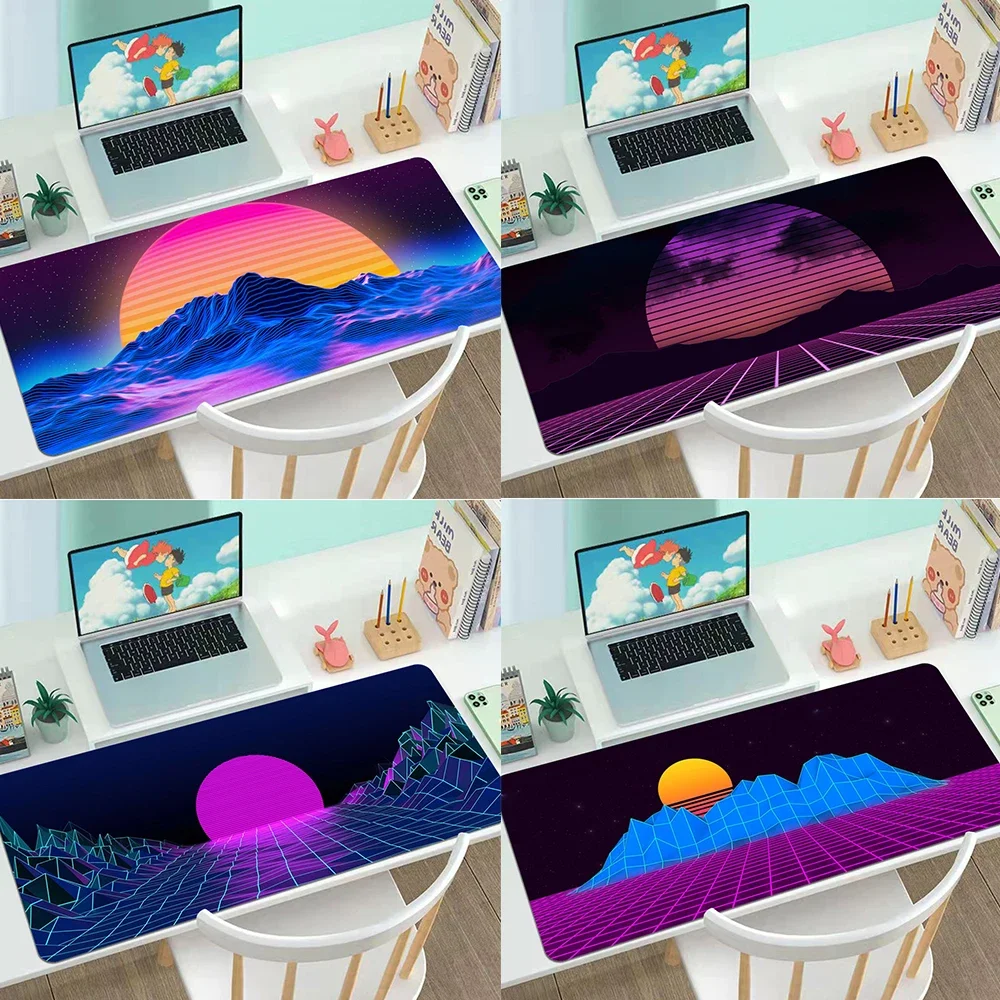 

Gaming Mousepad Gamer Large Mouse Mat Neon Retrowave Synthwave Art Mouse Pad Computer Carpet Rubber Mause Pad Keyboard Desk Mat