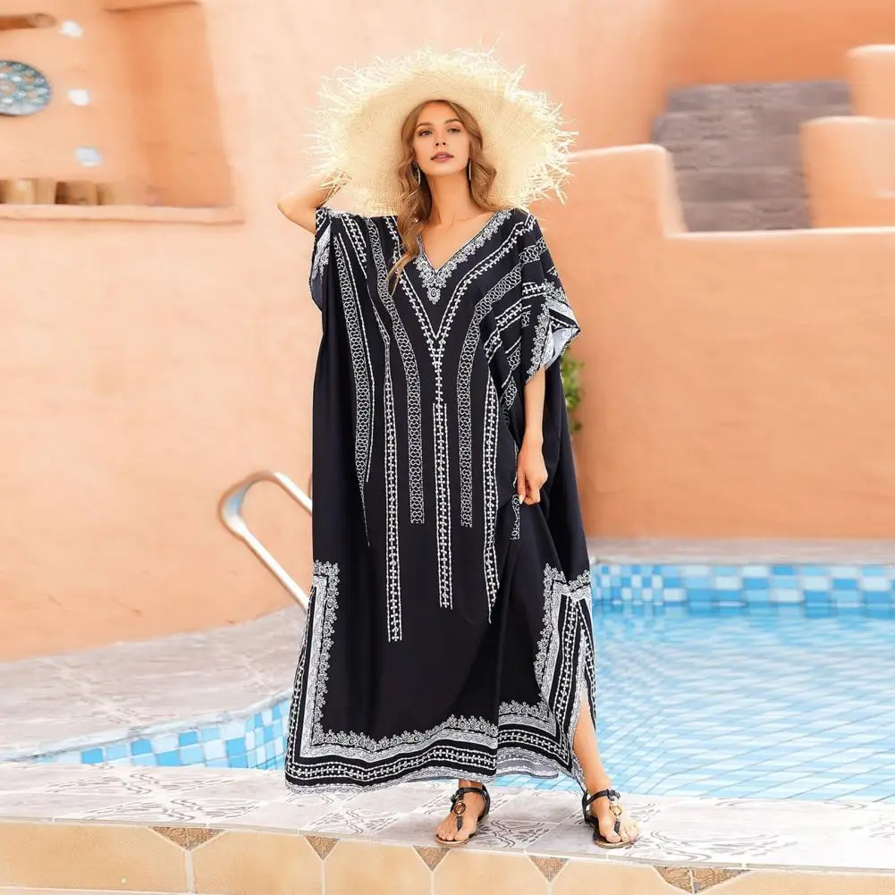 2024 Chiffon Beach Cover Up Beach Tunic Dress Bikini Cover Up Women Swimsuit Robe Swimwear Beachwear Bathing Suit Loose Dress