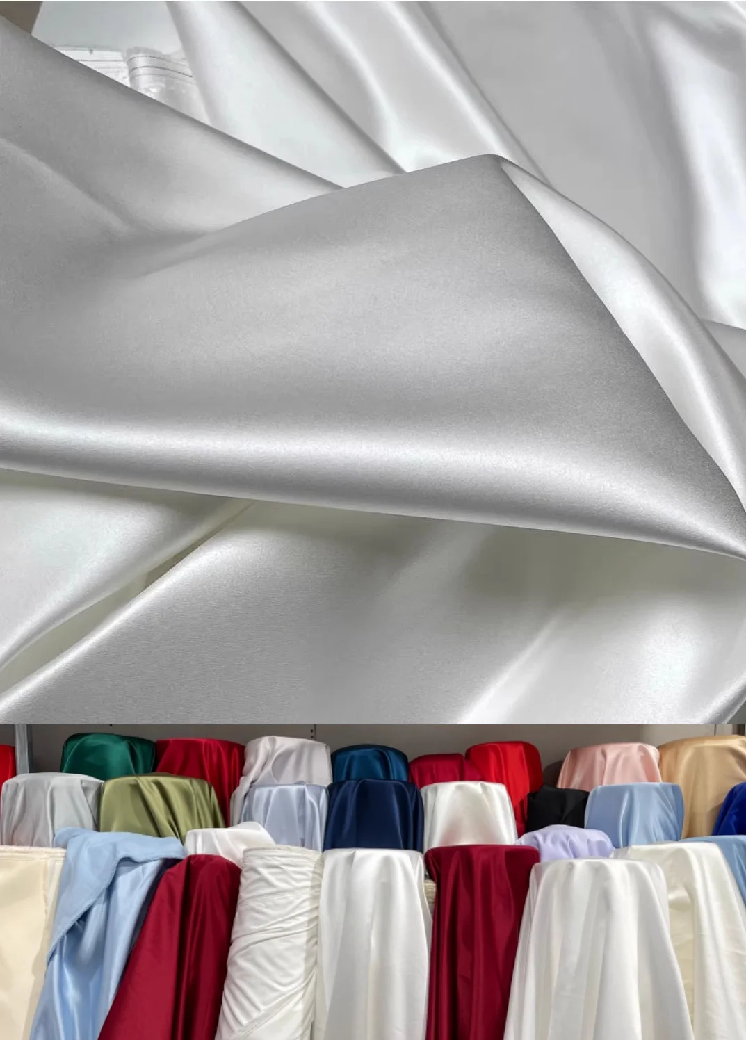 Solid color high-end soft satin fabric sewn wedding dress evening gown handmade designer fabric