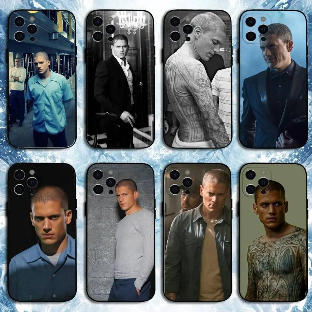 

W-Wentworth Miller M-Michael Phone Case For iPhone 16,15,14,13,12,11 Plus,Pro Max, Soft Silicone Black Cover