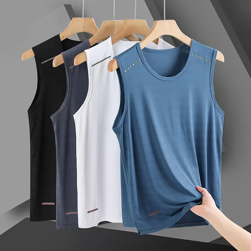 Men's Sleeveless Sports T-Shirt Breathable Quick Dry Fitness Tank Top O-Neck Summer Athletic Vest Basketball Men Training Tank