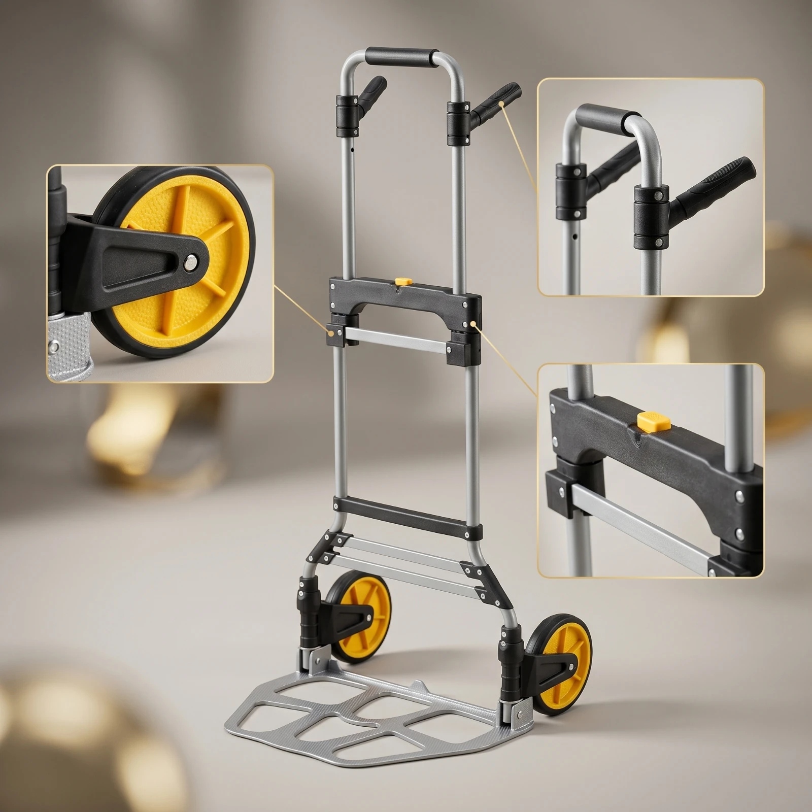Hand Truck with Foam Grip Compact Folding Hand Truck Portable Trolley Easy Storage for Couriers, Moving House, Warehouse