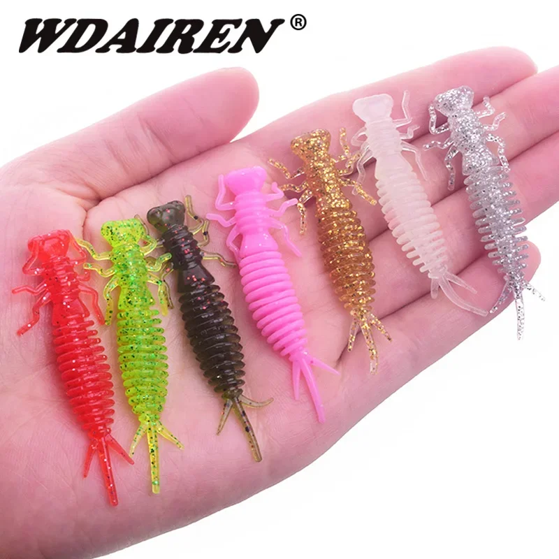 

10 Pcs Silicone Fishing Lures 5.5cm 1.2g Soft Lure Pesca Artificial Salt Bait Crazy Flapper Carp Wobblers for Fishing Tackle