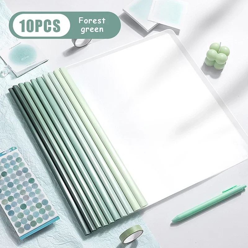 10pcs Transparent File Document Thicken Draw Rod A4 Folder Test Paper Storage Bag Clip Office Folder Organizer Office Supplies