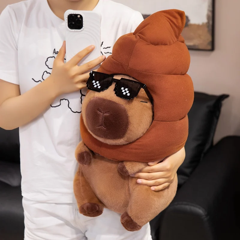 25/35/50CM Nette Capybara Tragen Poop Hut Plüsch Spielzeug Weiche Angefüllte Cartoon Tier Nette Internet Celebrity capybara Jun Guinea Puppe