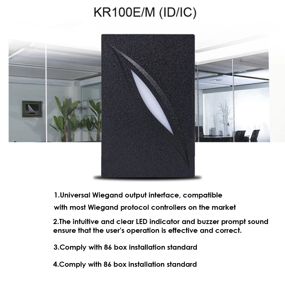 Waterproof Access Control Card Reader Wiegand 26 34 RFID 125Khz  13.56mhz IC Card Reader Door Access Control System KR101E