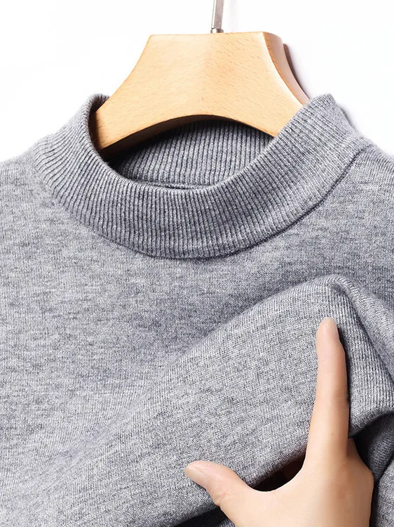 

Thiened Fce Loose Knitted V-Ne Sweater for Men Mid-Layer Base irt Pure Color f High Collar Modern Sle Ciwalk