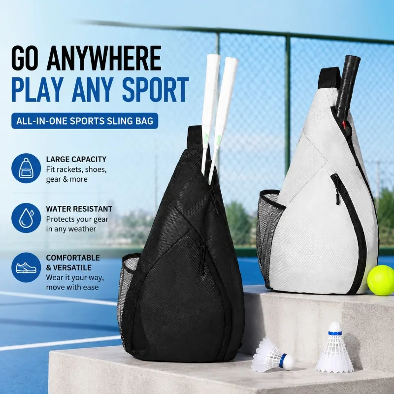 Large‑Capacity Single‑Shoulder Cross‑Body Sports Sling Bag,Special‑Purpose Carry Pack for Badminton Racket & Pickle‑Ball