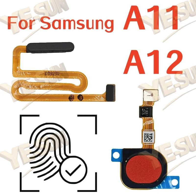 For Samsung Galaxy A11  Galaxy A12  Fingerprint Sensor Home Return Key Menu Button With Side Power On Off Flex