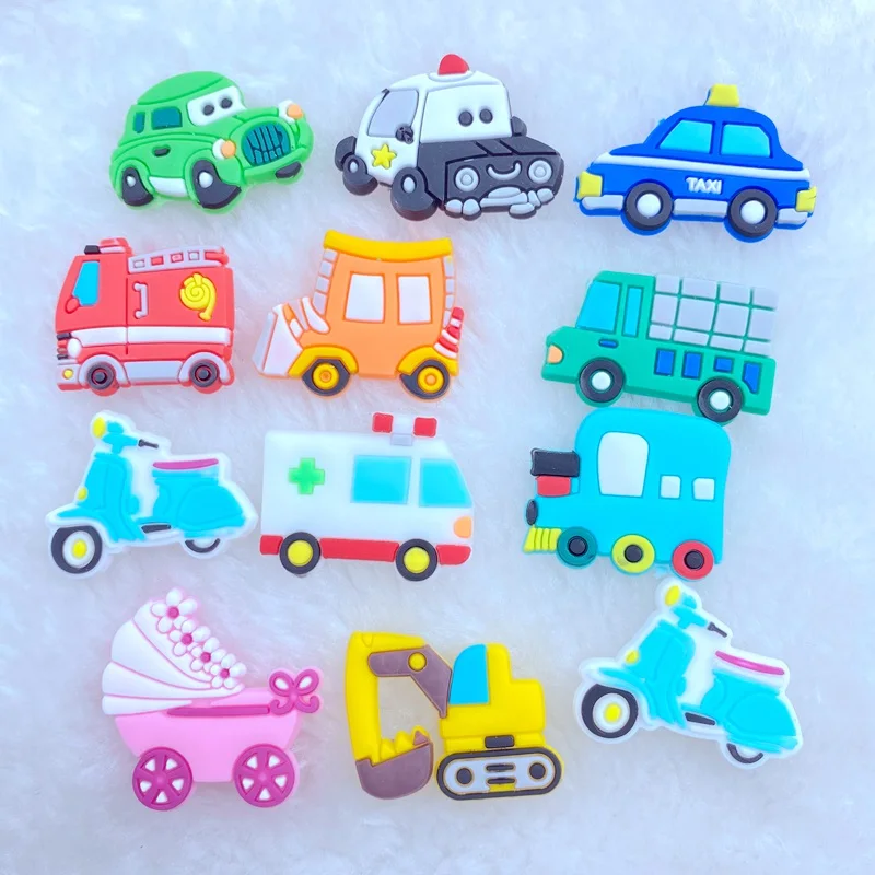 Cute Vehicle Transportation Series PVC cola flexível, Flat Back, DIY Scrapbook Embellishment, Phone Craft Decoração, Novo, 20pcs