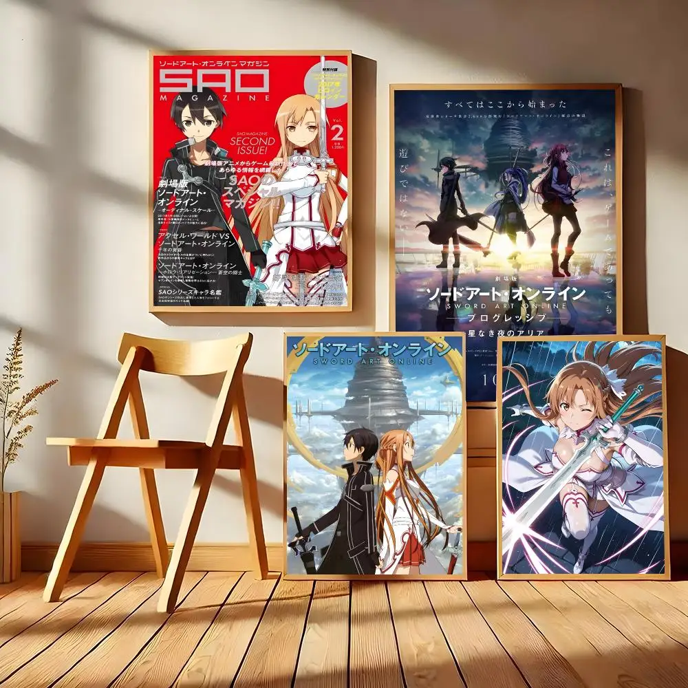 Y-Yuuki A-Asuna S-Sword Art OnlineS Poster Matte Self-Adhesive Wall Art Print Living Room Bedroom Home Decor