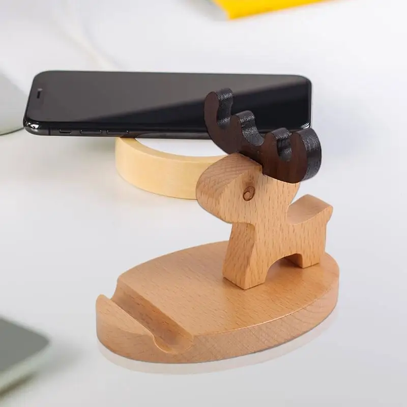 

Wood Phone Stand For Desk Cute Cell Phone Tablet Support Bracket Wooden Bracket Holder For Live Streaming Recording Watching TV