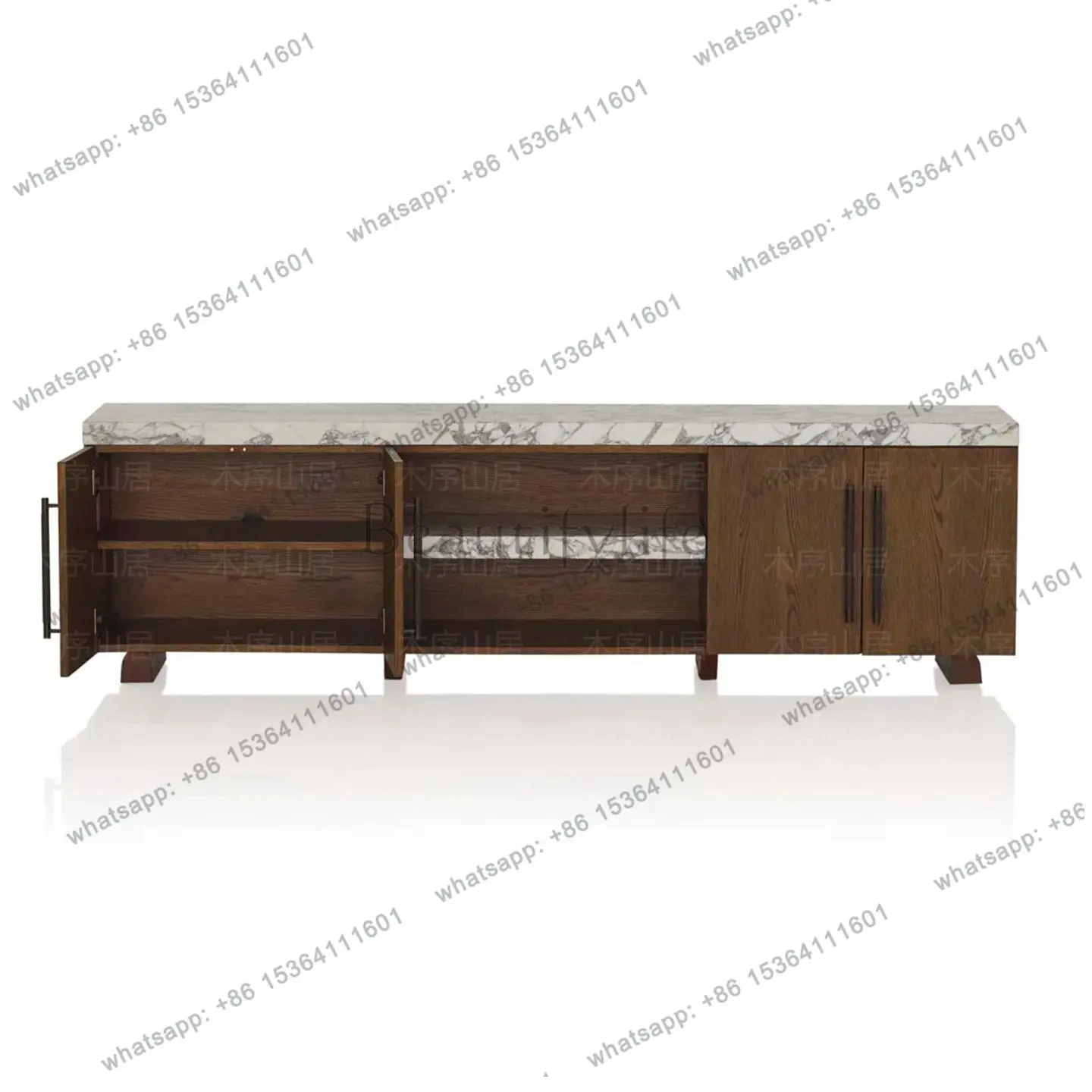 Medieval designer marble TV cabinet, modern minimalist high-end sense wabi sandy wind minimalist retro audio-visual cabinet