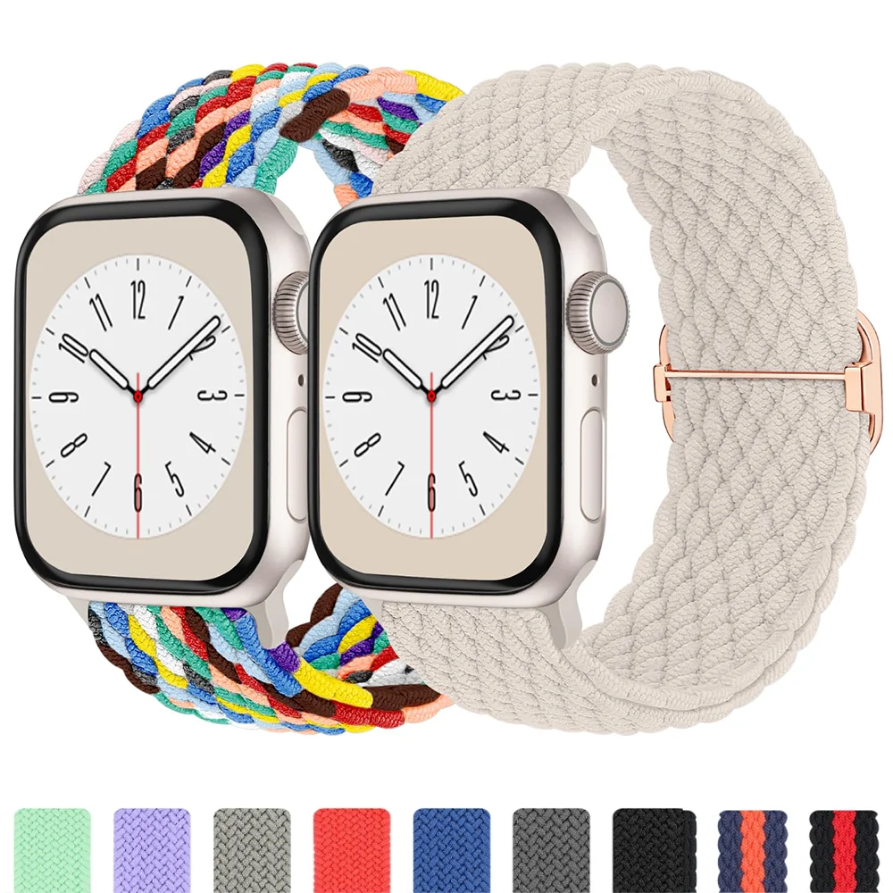 

Braided Straps For Apple watch Ultra 2 band 49mm 38mm 44mm 40mm 41mm 42mm 45 mm sport solo loop bracelet series 9 8 7 3 5 se 6 4