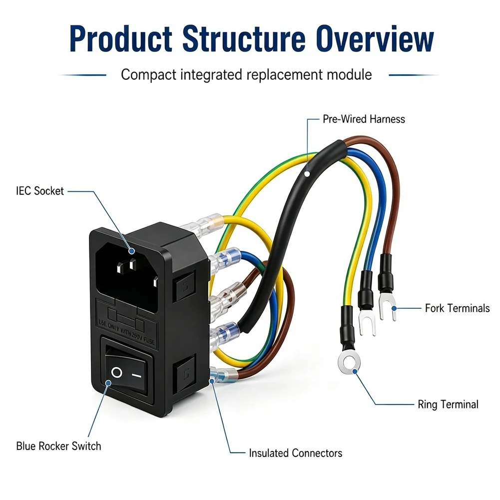 For A2L Power Switch Assembly 3D Printer Integrated Switch / Socket and Easy to Install 3D Printer Parts