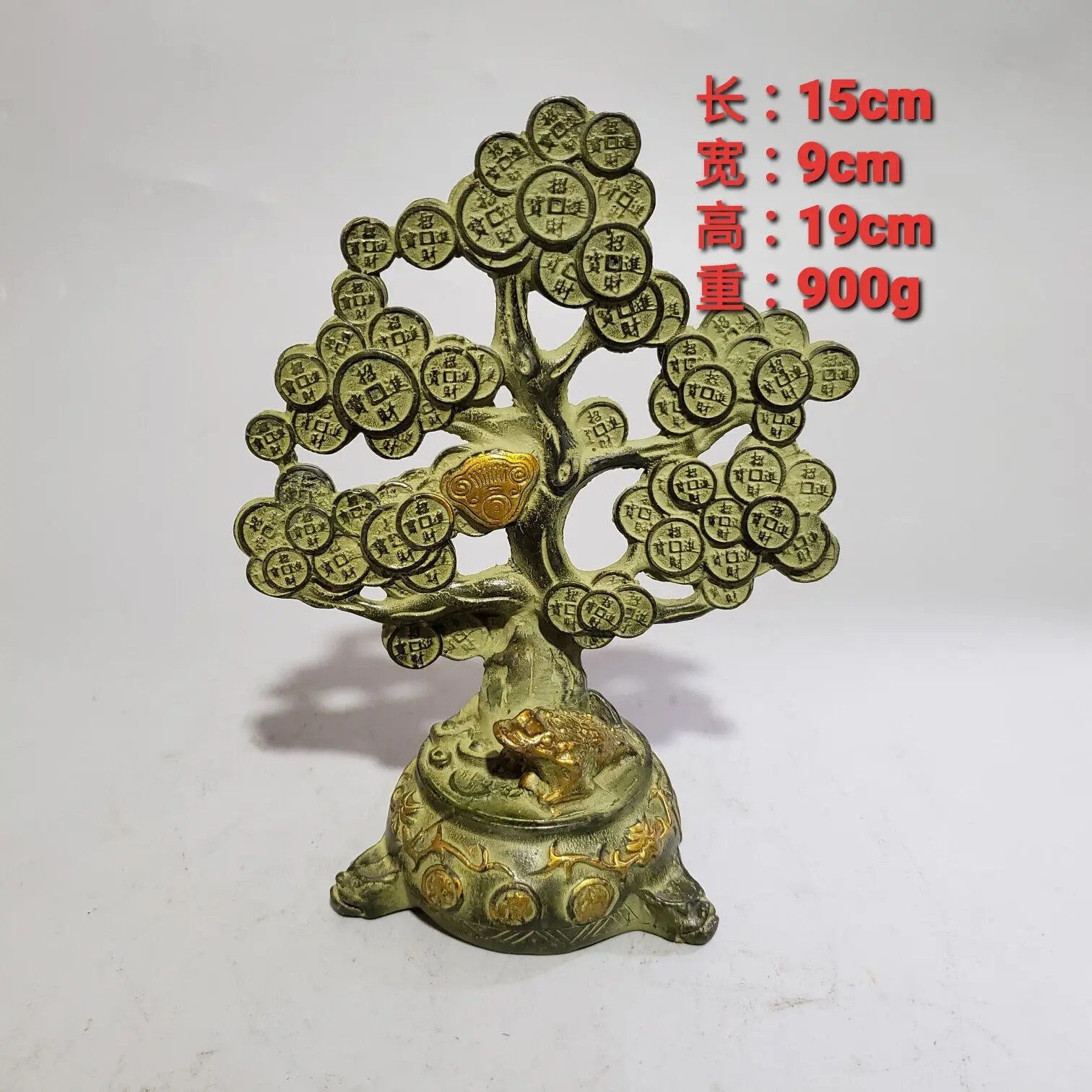 Collect Decor old bronze copper gilt hand made Golden toad money tree statue