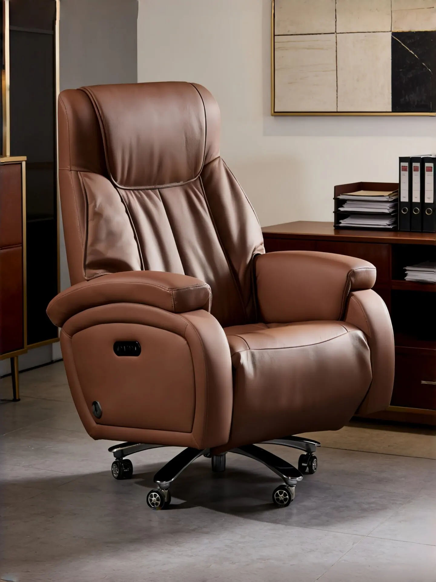 Smart shoulder and neck rolling massage leather boss chair high-end electric computer chair office home ventilation heating