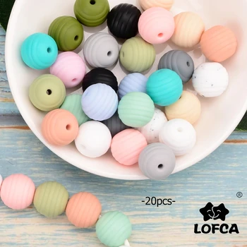 สร้อยข้อมือ LOFCA 20PCS Beehive ซิลิโคนลูกปัด15มม.หลวมลูกปัดเกลียว Baby Teether เกลียว BPA ฟรีเกรดอาหาร DIY Chew เครื่องประดับทำ