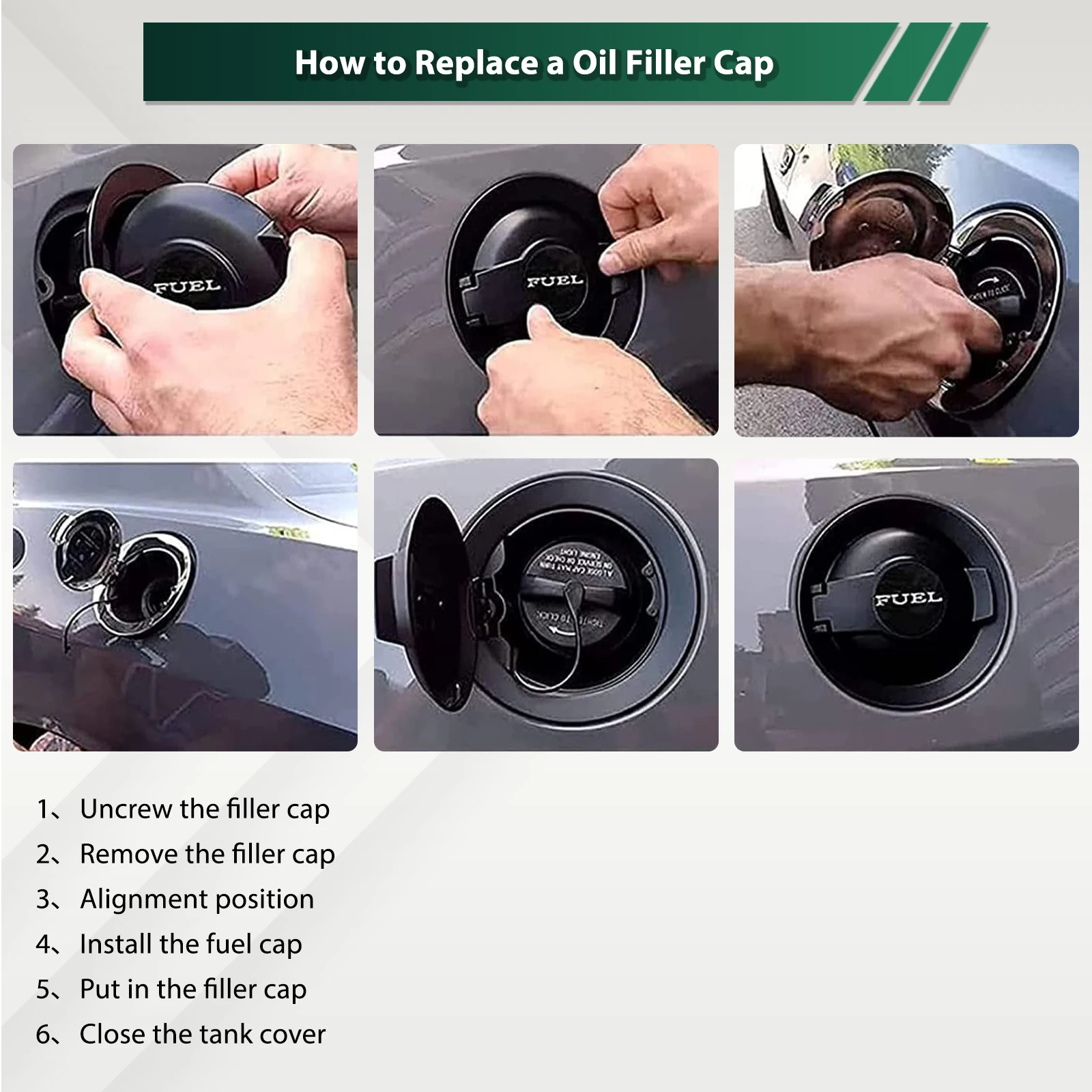 Fuel Gas Cover Tank Oil Cap Fuel Gas Door Vapor Edition Matte Black Replacement Fits for Dodge Challenger 2008-2019 68250120AA