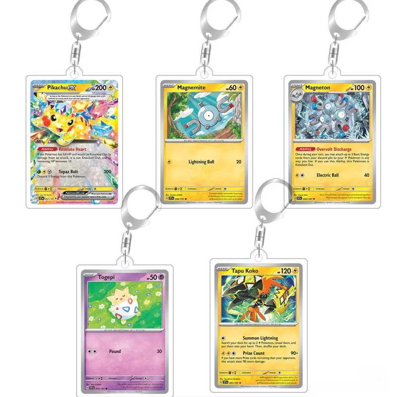 For Pokemon Elf Qikchu Magneton Tapu Koko Magnemite Togepi Acrylic Original Selfmade Cartoon Anime Keychain Pendant Toy Gift 5cm