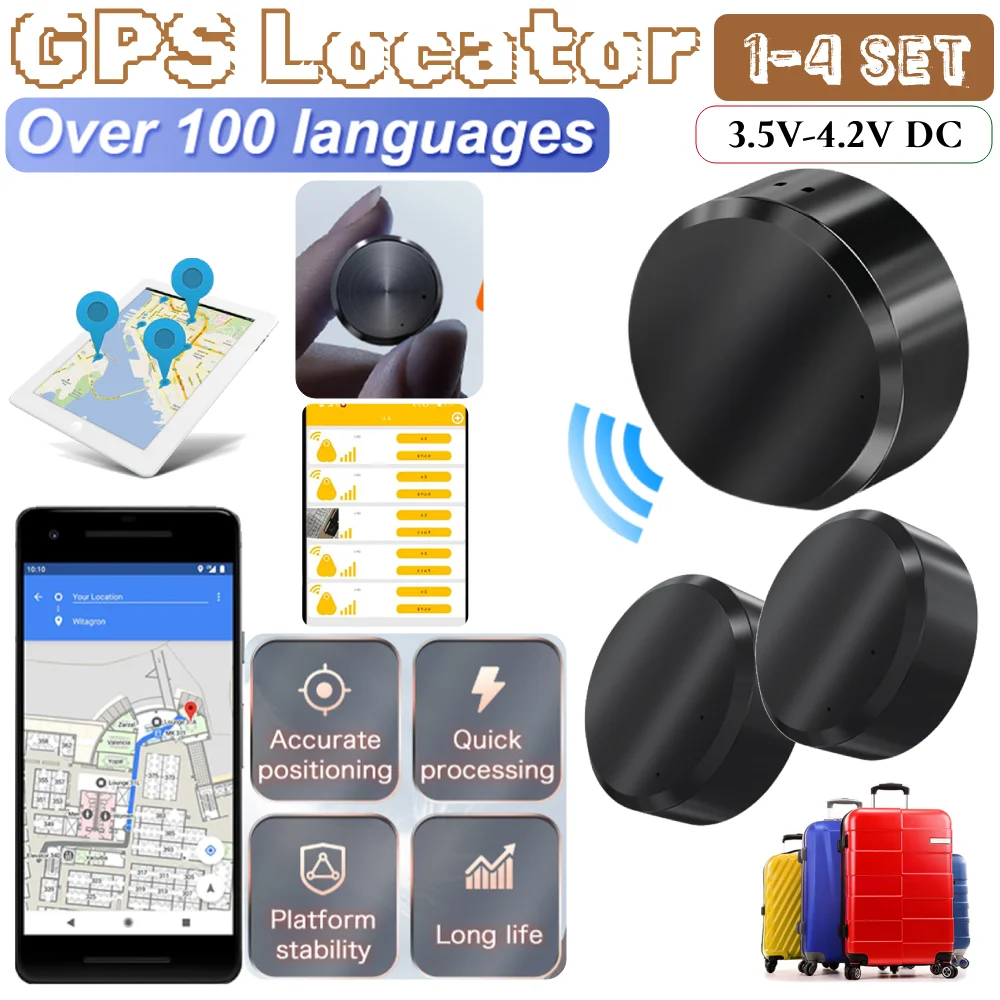 1-4PCS 3.5V-4.2V DC Micro 5pin USB Magnetic GPS Locator Location Query function Settings Anti-Lost For Car/Person Location Track