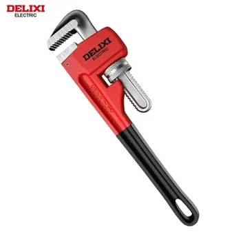 DELIXI 전기 헤비 듀티 파이프 렌치, 고탄소강 알루미늄 대형 오프닝 조절 렌치, 파이프 플라이어 절단, 10 인치