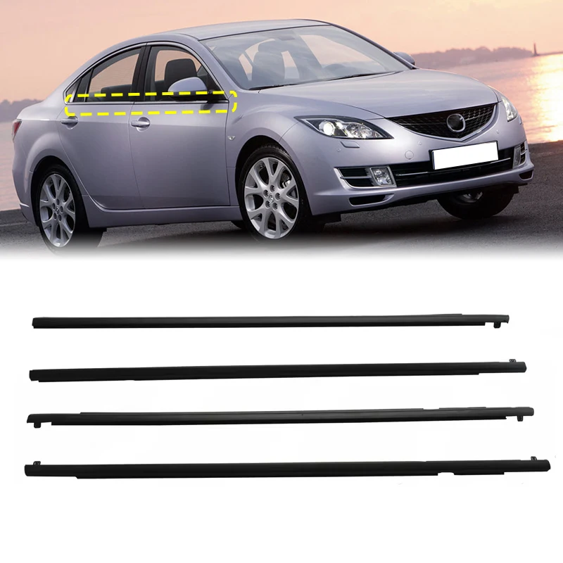 

4Pcs Window Weatherstrip Sealing Belts Trim For Mazda 6 2004-2012 Side Door Window Glass Sealing Strips Rubber Black