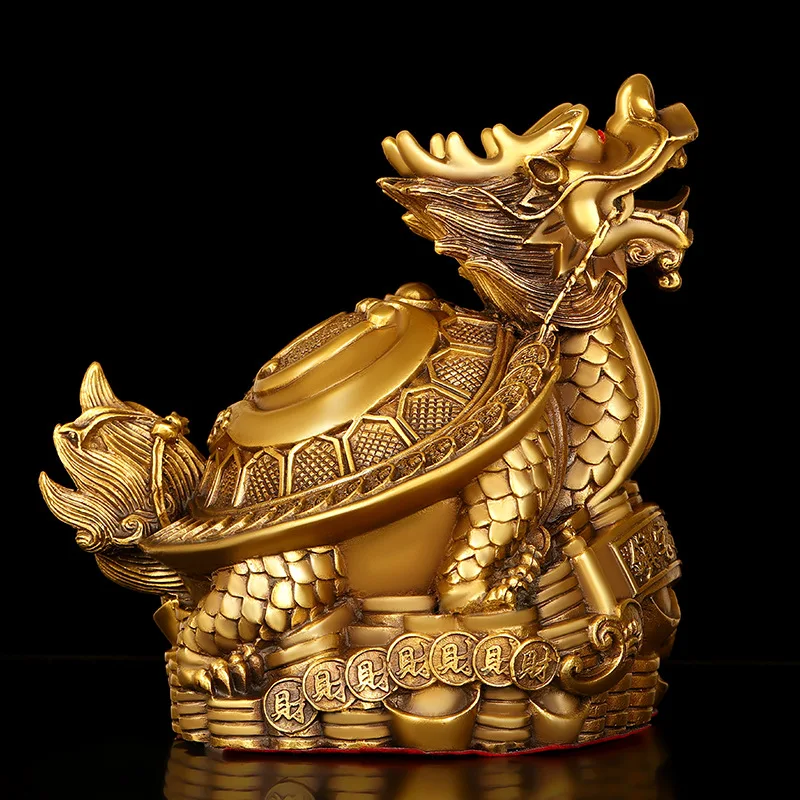 Dragon Turtle Decoration Copper Gossip Ingot Dragon-Head Tortoise Household Office Desk Surface Panel Decorative Small Copper Ma