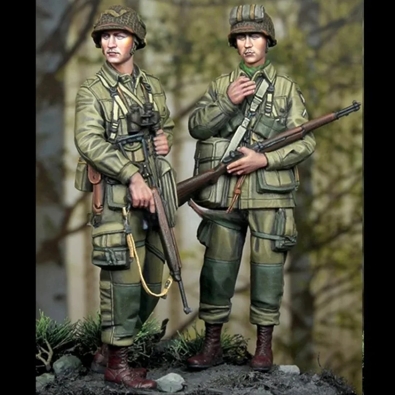 1/35 Scale WW2 US Infantry Military Miniature Die-cast Resin Figure Model Kits 2 Figures Unassembled and Unpainted C569
