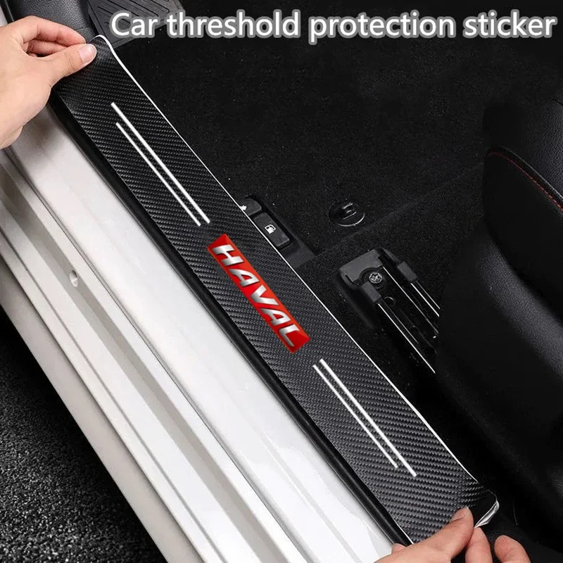 60X7CM Carbon Fiber Protector Strip Sticker Auto Bumper Door Sill Anti-stepping Decal For haval f7 h6 f7x h2 h3 h5 h7 h8 h9 m4