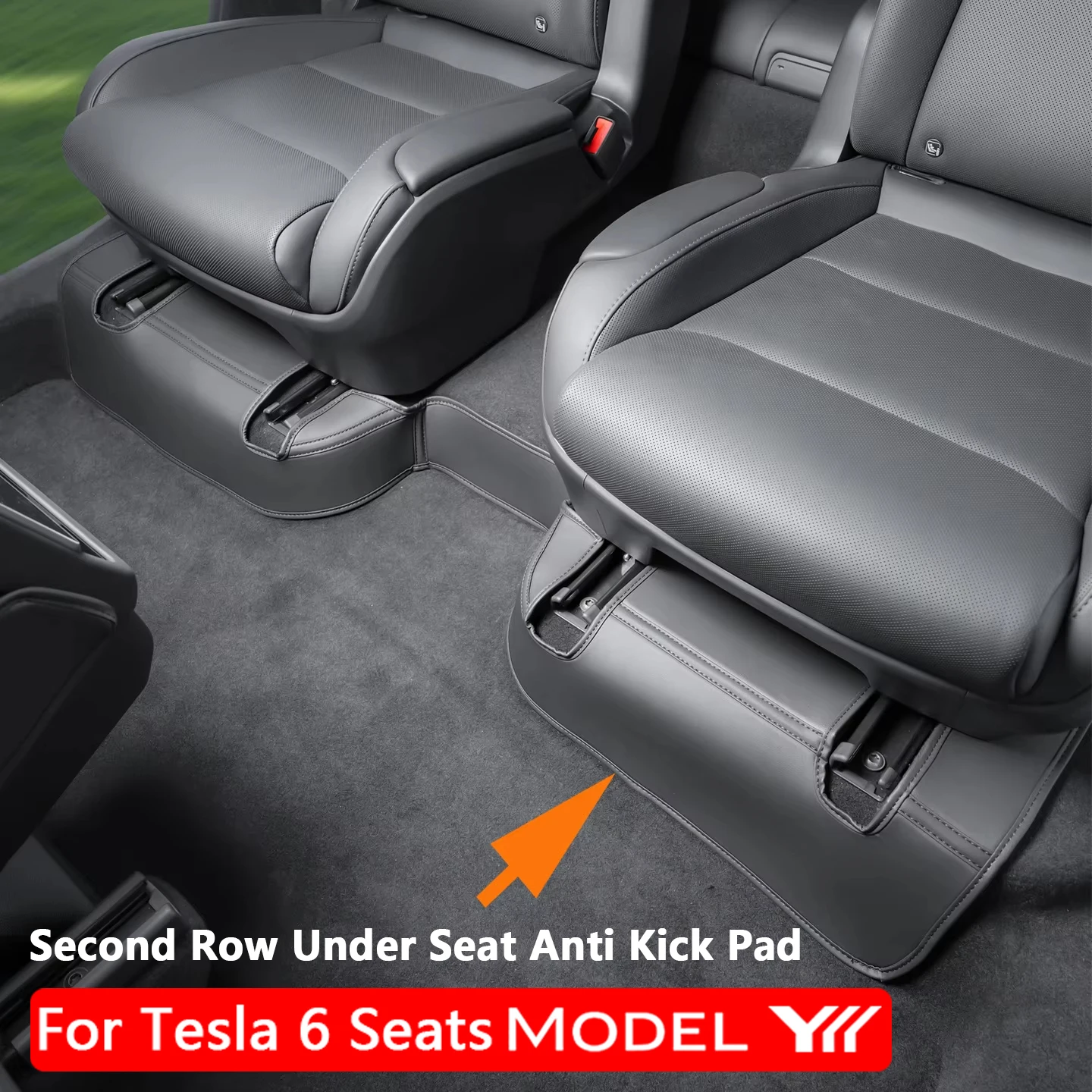For Tesla Model YL 6-Seater Second Row Under Seat Anti Kick Pad Leather Seat Lower Protective Cover Pad Car Interior Accessories