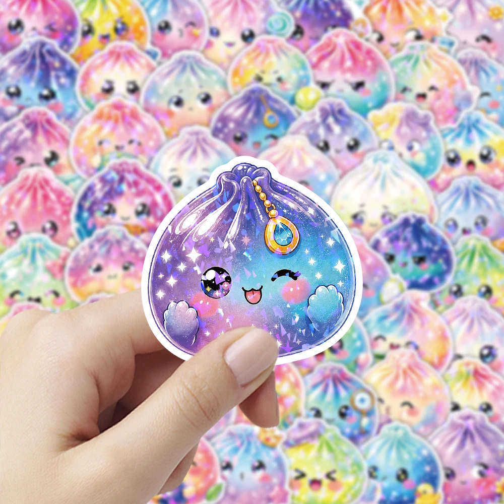 10/30/50/130pcs Colorful Laser Steamed Bun Baozi Stickers Cute Decoration Sticker Notebook Luggage Phone Cartoon Dumpling Decals