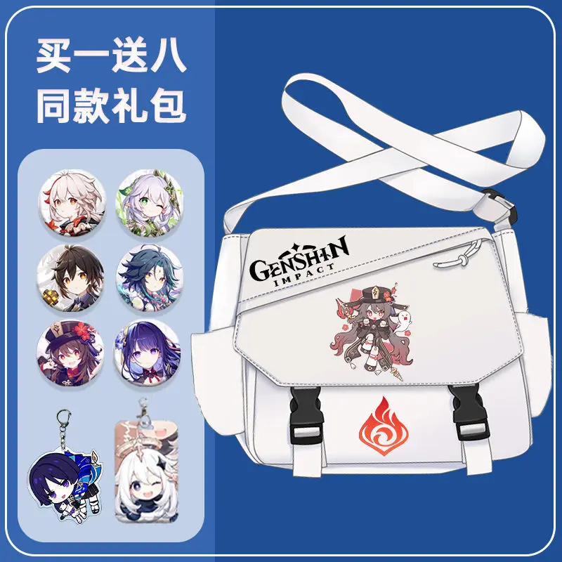 Game Genshin Impact Single Shoulder Xiangling Hu Tao Trendy Large Capacity Crossbody Bag For Middle School Students Unisex Ins