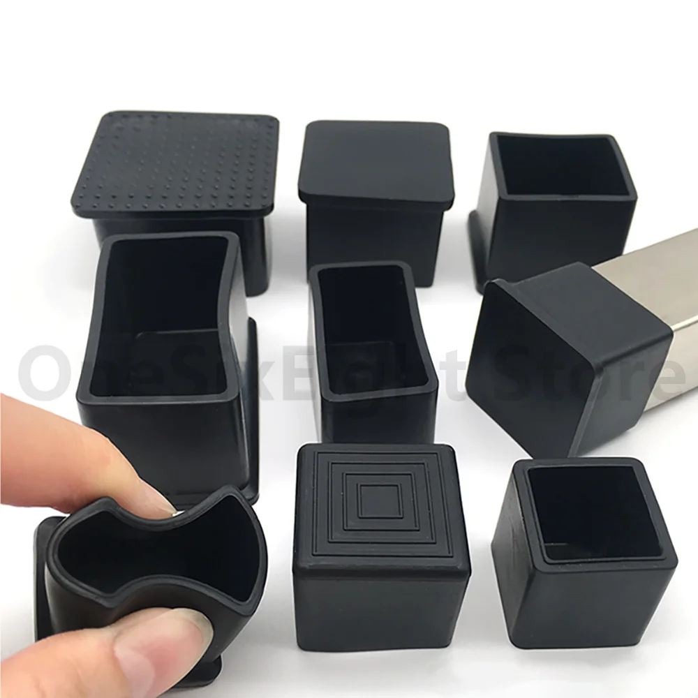 Square Rubber Chair Ferrules AntiScratch Floor Protector Table Feet Leg Cap End