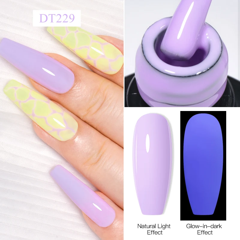 MEET ACROSS 7ml Luminous Candy Gel Nail Polish Macaron Series Glow-in-dark Semi Permanent Soak Off UV Gel Nail Art For Manicure