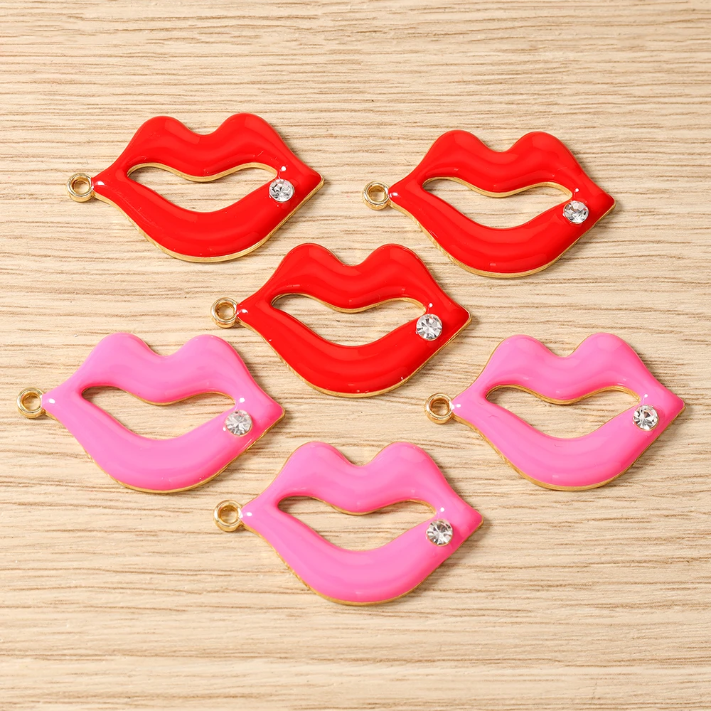 Tusember 10 Stück niedliche High-Heels-Anhänger mit roten Lippen und Lippenstiften für die Schmuckherstellung, Halskette, Ohrringe, Armband, DIY, handgefertigtes Kunsthandwerk – Detail 6