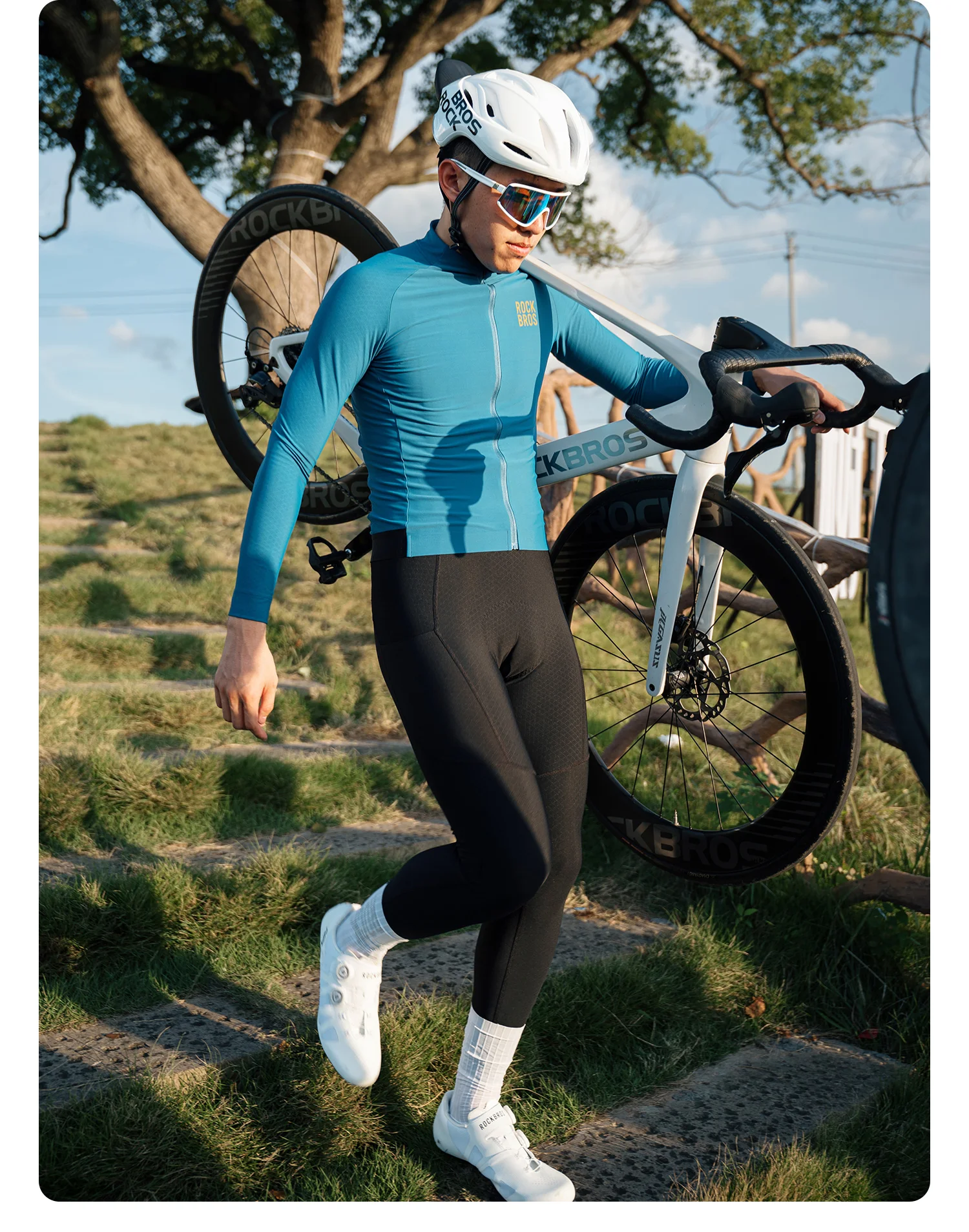 ROCKBROS Winter-Radhose mit Trägern, winddicht, warm, mit Thermofleece, hohe Elastizität, weiche Polsterung, Herren-Radhose. – Detail 17