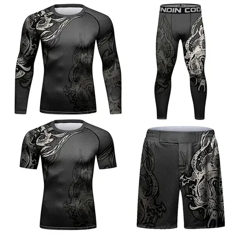 MMA Jiu Jitsu Rashguard T-Shirt Grappling Venum MMA Camiseta Ensemble MMA Mens Rash Guard Pantalones