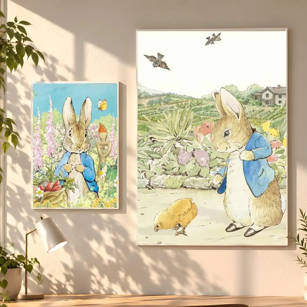 Child Enlightenment Hand Drawn P-Peter Rabbit Poster Creative Room Art For Dorm Bedroom Study Apartment Home Gift