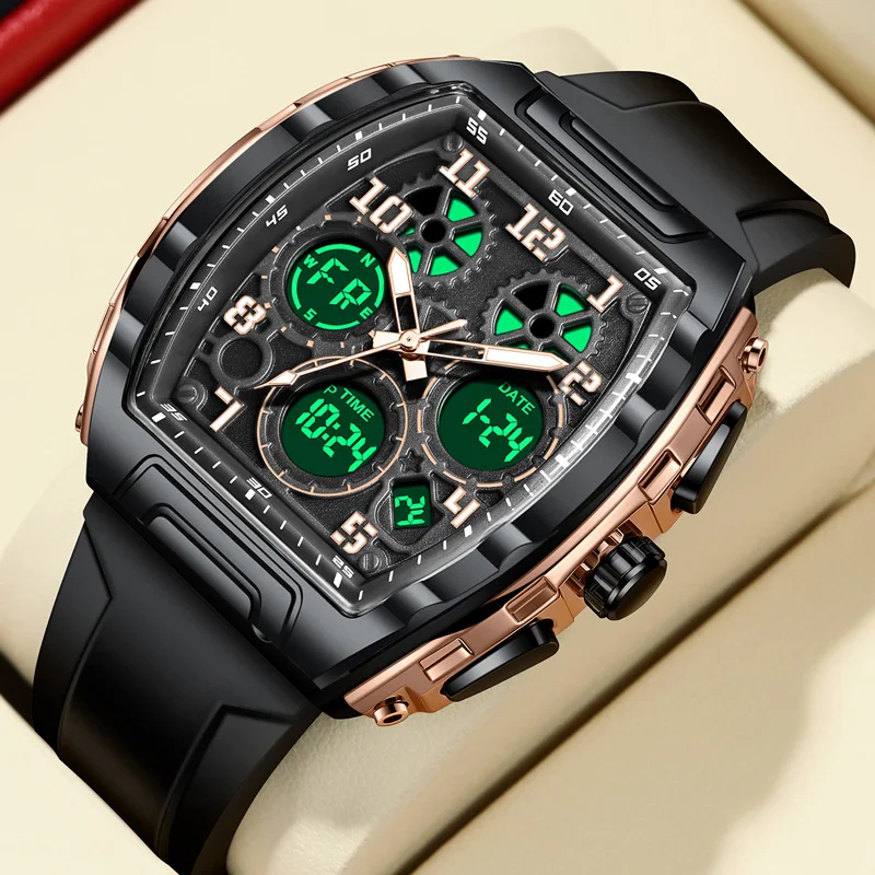 Relogio Masculino FOXBOX Men Watch Luxury Waterproof Quartz Wristwatch LED Luminous Date Sports Silicone Clock Man Watches