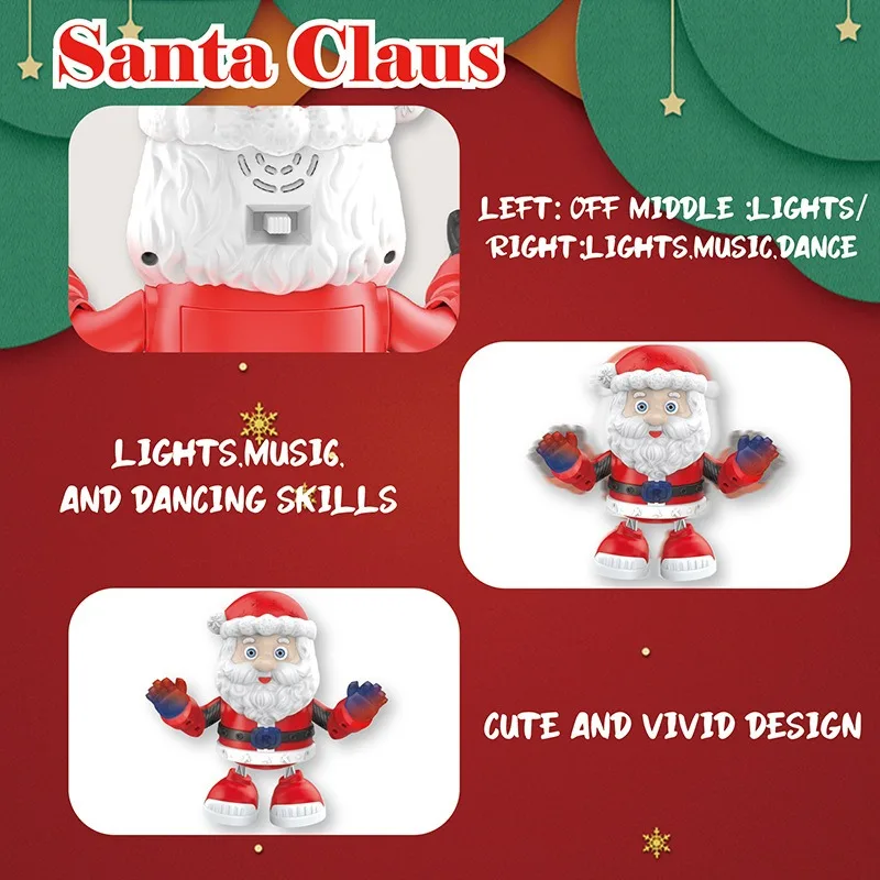 Santa Claus Dancing Toy with Dynamic Music & Light Cute Eletric Chritsmas Santa Claus Toy Christmas Gift for Kids & Adults