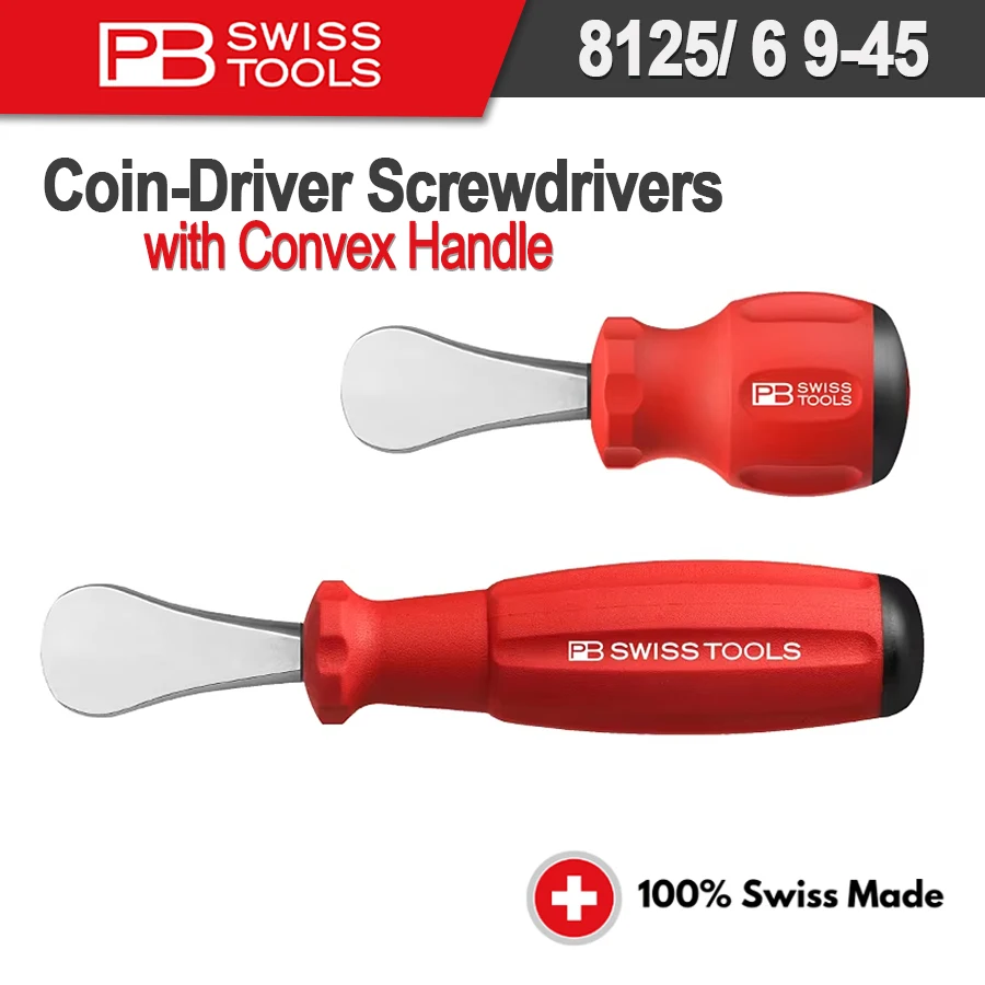 

PB SWISS Tool Coin-Driver Screwdrivers with Convex Handle for Plugs and Plastic Screws Slotted Screwdriver 8125 9-45|8126 9-45