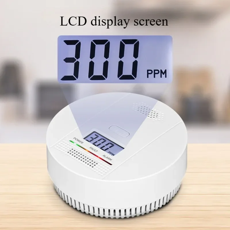 Carbon Monoxide Alarm Detector Battery Powered Smoke and Carbon Monoxide Detector Alarm LCD Display CO Detector for Home