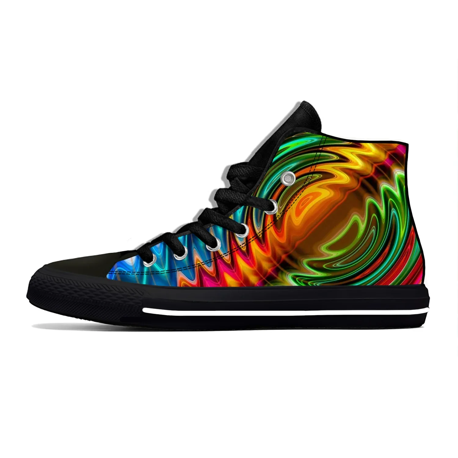 Hete Kleurrijke Vortex Tie Dye Swirl Abstracte Regenboog Hoge Top Canvas Schoenen Mannen Vrouwen Casual Ademende Sneakers Nieuwste Boardschoenen