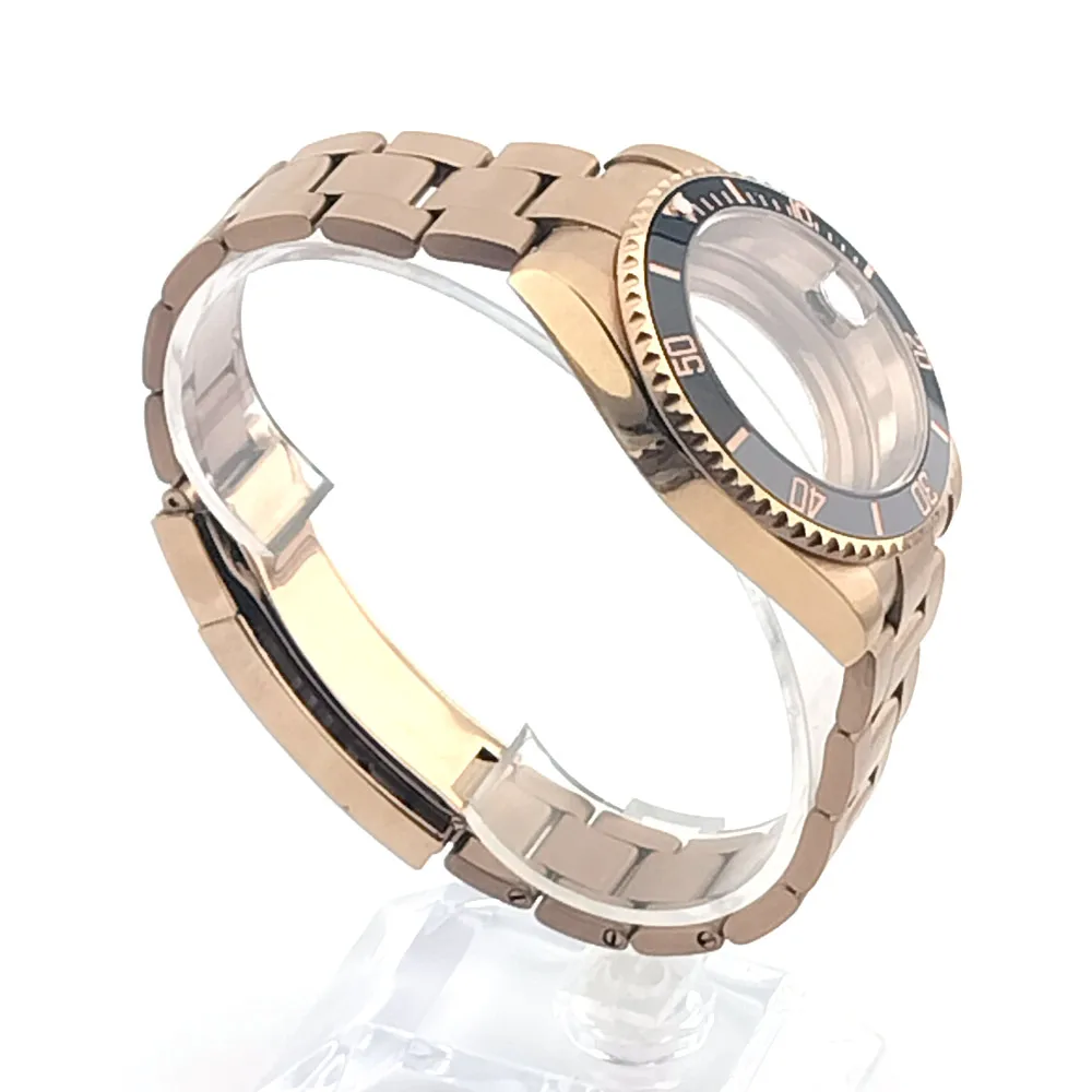 40.5 مللي متر حافظة ساعة ميكانيكية تناسب NH35 NH36 حركة الياقوت عدسة الفرعية وردة من الستانليس ستيل الذهب حافظة ساعة أجزاء اكسسوارات #4