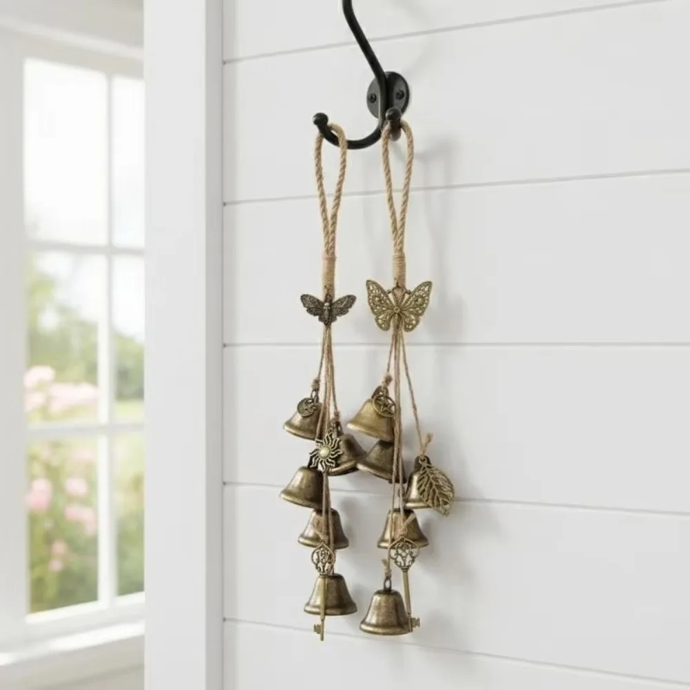 Pagan Decor Vintage Witch Bells Bronze Retro Metal Bell Pendant Clear Chime Soft Chime Wind Chime Bell Door Handle