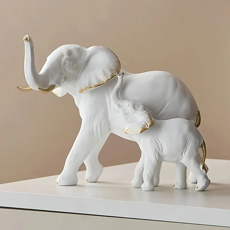 1 Paar kreative moderne Dekor Tierharz Elefanten Statuen & Figuren Skulptur Wohnzimmer Tisch Ornamente Handwerk