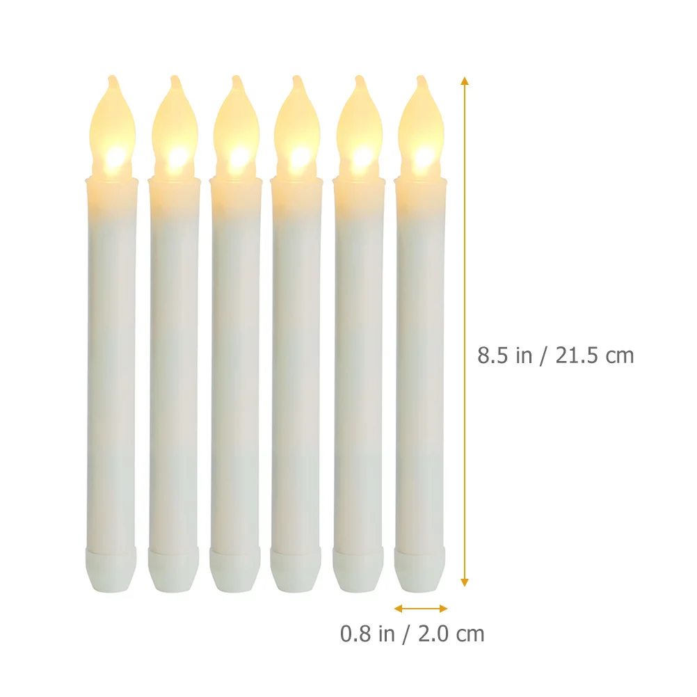 6 قطعة شموع إلكترونية Led عديمة اللهب أضواء مستدقة تعمل طويلة ديكور خفيف دافئ لحفلات الزفاف وأعياد الميلاد المنزلية