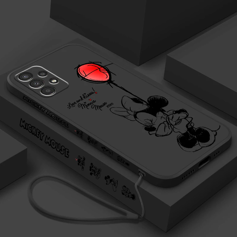 Disney Mickey Minnie Balloon For Samsung A72 A54 A53 A52 A42 A34 A32 A25 A24 A23 A22 Liquid Left Rope Phone Case