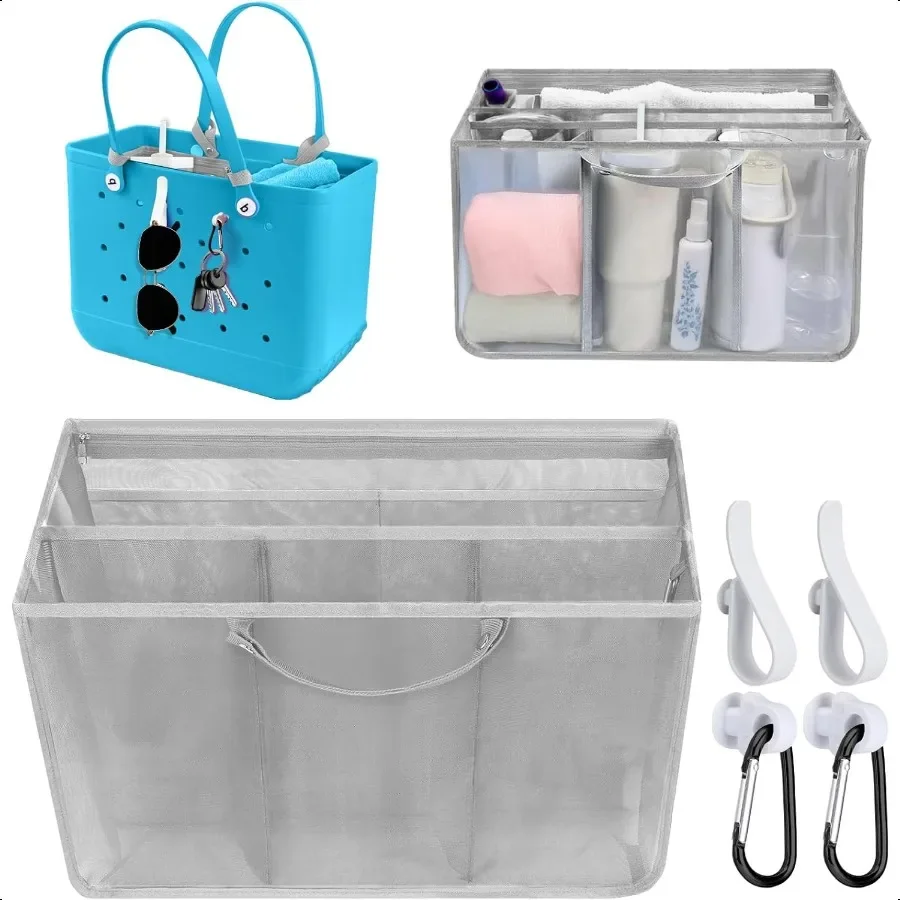 

Mesh Beach Bag Organizer Liner Compatible with X Large Bogg Bag Accories Mesh Insert Divider Pouch Zipper for Original Bogg Bag